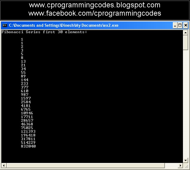 Write a program in c for fibonacci series